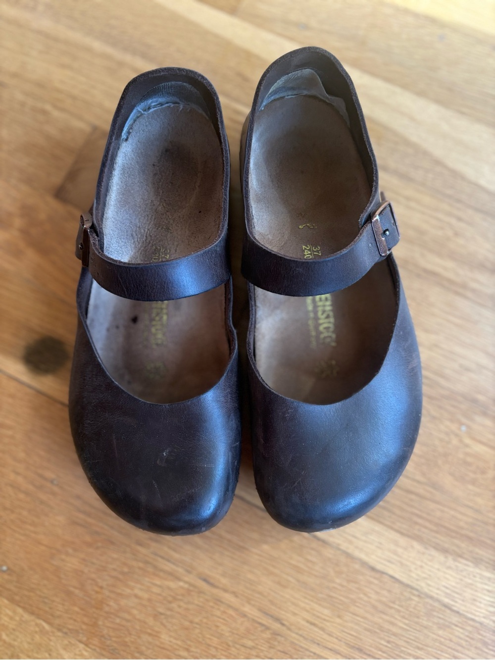 Birkenstock Brown Leather Buckle Mary Jane Sandals 37